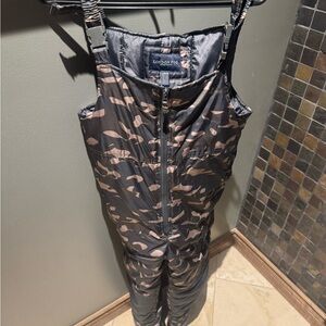 London Fog Kids Black and Brown Camo Patterned snow bib overalls
